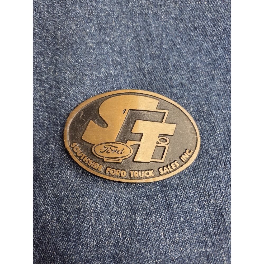 Ford Southside USA Sales Brass Belt Buckle - Automotive Collectible